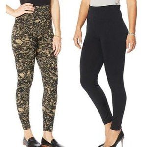 Nina Leonard 2-pack Elastic Fleece-Lined Legging 768-602 Tan Multi Small
